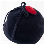 Harold Velvet Beret - Navy with Red Crown Accent, Minneapolis