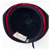 Harold Velvet Beret - Navy with Red Crown Accent, Minneapolis