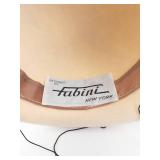 Fabini New York Cream Felt Hat with Veil, Satin Ribbon Band & Feather