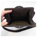 Vintage Leather Handbag - Art Deco Geometric Pattern, Braided Top-Handle