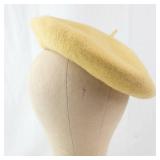 Vintage Beret - Yellow Wool Felt French Style Hat