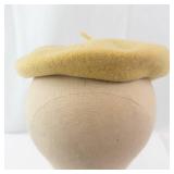 Vintage Beret - Yellow Wool Felt French Style Hat
