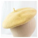 Vintage Beret - Yellow Wool Felt French Style Hat