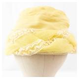 Yellow Turban Hat with Mesh Wrap & Ruched Crown - Women