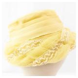 Yellow Turban Hat with Mesh Wrap & Ruched Crown - Women