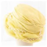 Yellow Turban Hat with Mesh Wrap & Ruched Crown - Women