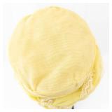 Yellow Turban Hat with Mesh Wrap & Ruched Crown - Women
