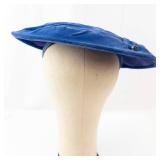 Blue Velvet Turban Hat with Pearl Pin