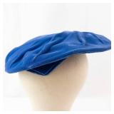 Blue Velvet Turban Hat with Pearl Pin