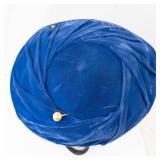 Blue Velvet Turban Hat with Pearl Pin
