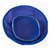 Blue Velvet Turban Hat with Pearl Pin