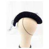Nat Frank New York Black Felt Hat With Veil & Bow - Vintage Headpiece