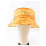 Vintage Sun Hat - Orange Daisy Print with Orange Trim