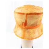 Vintage Sun Hat - Orange Daisy Print with Orange Trim