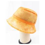 Vintage Sun Hat - Orange Daisy Print with Orange Trim