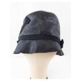 Hat - Woven Not Snakeskin Texture with Black Ribbon Accent