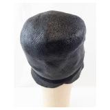 Hat - Woven Not Snakeskin Texture with Black Ribbon Accent