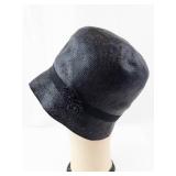 Hat - Woven Not Snakeskin Texture with Black Ribbon Accent
