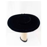 Black Velvet Wide-Brim Hat with Velvet Bow & Crystal Bead Accents