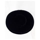 Black Velvet Wide-Brim Hat with Velvet Bow & Crystal Bead Accents