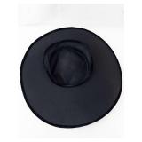 Black Velvet Wide-Brim Hat with Velvet Bow & Crystal Bead Accents