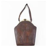 Ellen Larson Purse - Vintage Embossed Leather Frame with Floral Motif