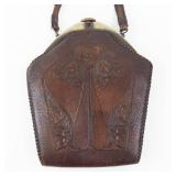 Ellen Larson Purse - Vintage Embossed Leather Frame with Floral Motif