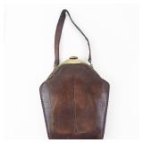 Ellen Larson Purse - Vintage Embossed Leather Frame with Floral Motif