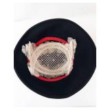 Black Felt Cloche Hat with Ribbon Bow - Wide Brim, Vintage