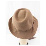 Betmar Brown Wool Felt Fedora Hat - 100% Wool, Wide Brim