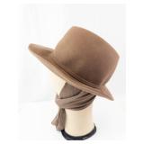 Betmar Brown Wool Felt Fedora Hat - 100% Wool, Wide Brim