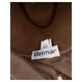 Betmar Brown Wool Felt Fedora Hat - 100% Wool, Wide Brim