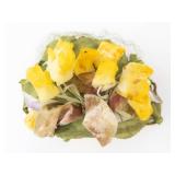 Floral Headpiece Crown Hat- Yellow Flowers & Green Leaves - Fabric Wreath
