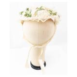 Fascinator Headpiece - Ivory Lace Floral with Ribbon Tie