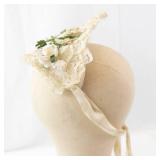 Fascinator Headpiece - Ivory Lace Floral with Ribbon Tie