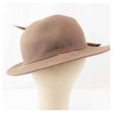 Fedora Hat - Brown Felt with Feather Accent 100% Wool
