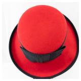 Betmar Red Felt Hat - Black Ribbon Band - Made in USA