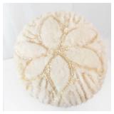 Cream Faux Fur Hat with Beaded Petal Design