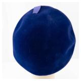 Replica De Parisienne Blue Velvet Beret with Crystal Leaf Brooch - Made in Italy