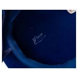 Replica De Parisienne Blue Velvet Beret with Crystal Leaf Brooch - Made in Italy