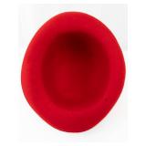 Red Felt Cloche Hat with Black Lace Band and Floral Accent