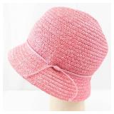 Betmar New York Pink Woven Straw Sun Bucket Hat with Band