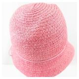 Betmar New York Pink Woven Straw Sun Bucket Hat with Band