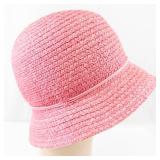 Betmar New York Pink Woven Straw Sun Bucket Hat with Band