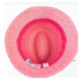 Betmar New York Pink Woven Straw Sun Bucket Hat with Band