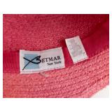 Betmar New York Pink Woven Straw Sun Bucket Hat with Band
