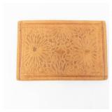 Vintage Tan Leather Wallet - Floral Embossed Pattern, Card Organizer