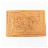 Vintage Tan Leather Wallet - Floral Embossed Pattern, Card Organizer
