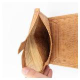 Vintage Tan Leather Wallet - Floral Embossed Pattern, Card Organizer