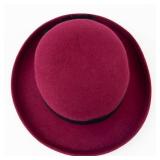 Fedora Hat - Burgundy Wool Felt with Black Lace Band